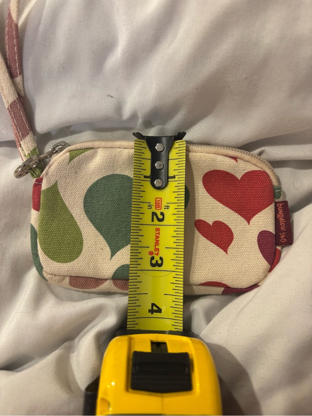 Canvas Wristlet Clutch with Multicolor Heart Print by Bungalow 360 - Picture 3 of 4